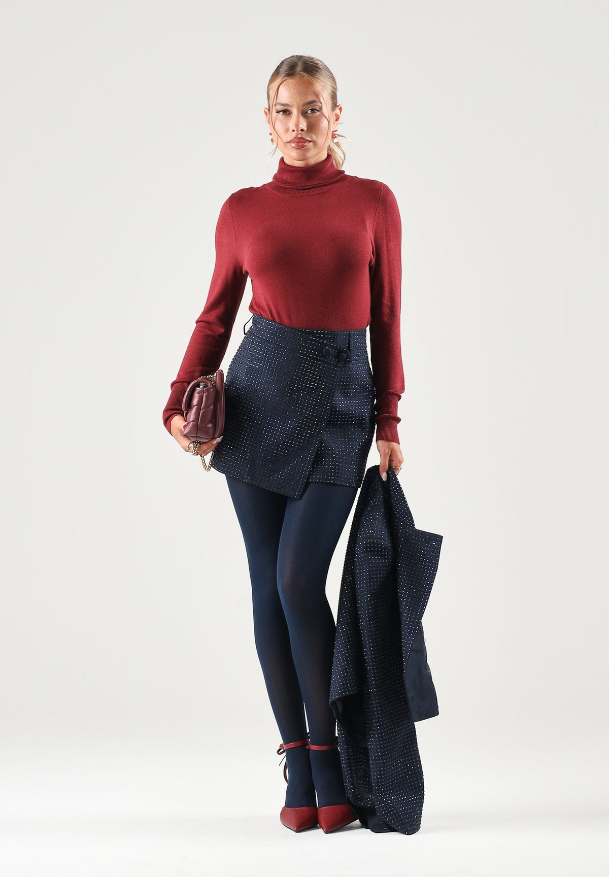 ONLY Dolcevita a collo alto rosso da donna in tessuto morbido 15378350 CA ONLY 