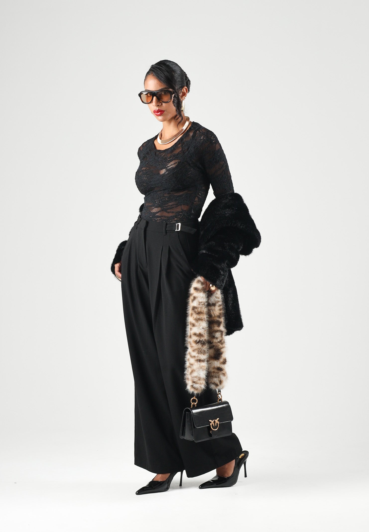 ONLY Pantaloni ONLMAVIS HW STRAP WIDE PANT nero da donna 15378532 BL ONLY 