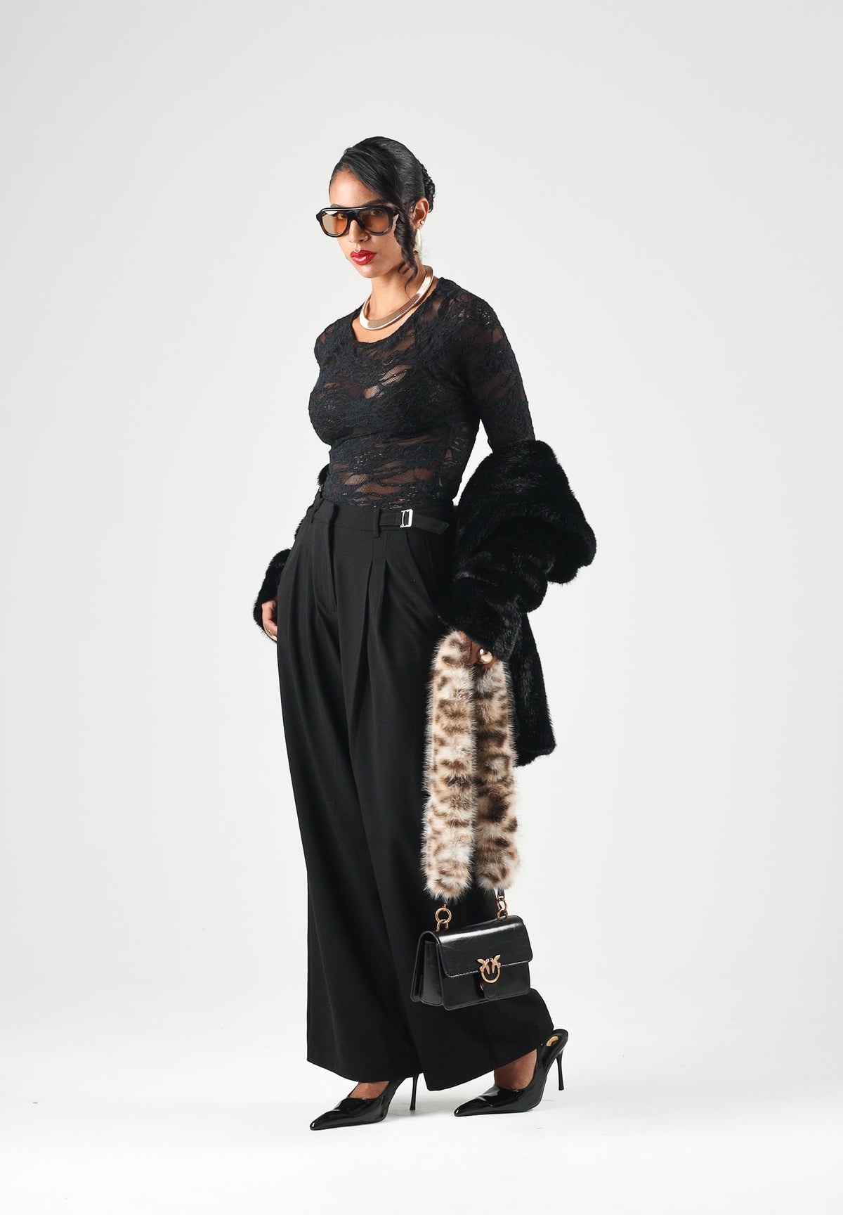 ONLY Pantaloni ONLMAVIS HW STRAP WIDE PANT nero da donna 15378532 BL ONLY 