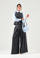 ONLY Pantalone ampio dark melang-grigio scuro per donna in tessuto fluido con elastico in vita. 15378692 DAGR ONLY 