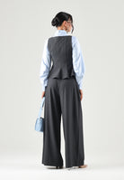 ONLY Pantaloni dark melang-grigio scuro per donna in tessuto fluido con elastico in vita. 15378692 DAGR ONLY 