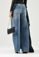 ONLY Jeans ONLBELLE blu denim medio da donna con inserto in pizzo asimmetrico e strappi decorativi 15381848 MEBL ONLY 