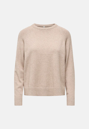 ONLY Pulover ONLPRINCIPESS beige per donna con maniche raglan e finiture elasticizzate a costine 15381869 MOME ONLY 