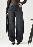 ONLY Jeans nero RHIN con strass da donna con gamba ampia 15383018 WA ONLY 
