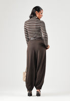 ONLY Pantaloni ONLSUSIE tortora scuro da donna con gamba ampia e fondo raccogliesse 15383650 MOPU ONLY 