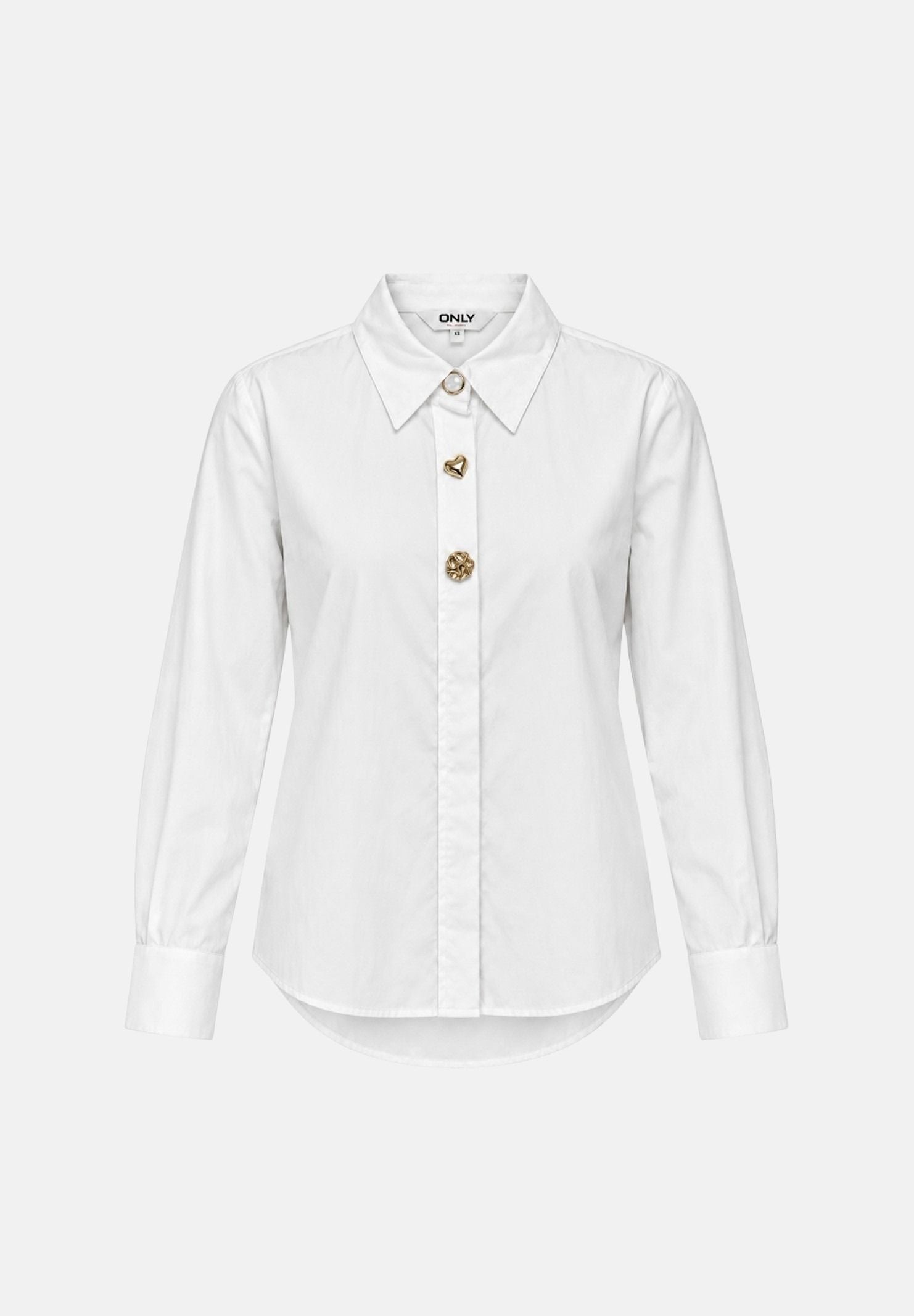 ONLY Camicia manica lunga  KAYLEN CARLY bianca per donna con bottoni gioiello dorati e colletto classico. 15383696 BRWH ONLY 