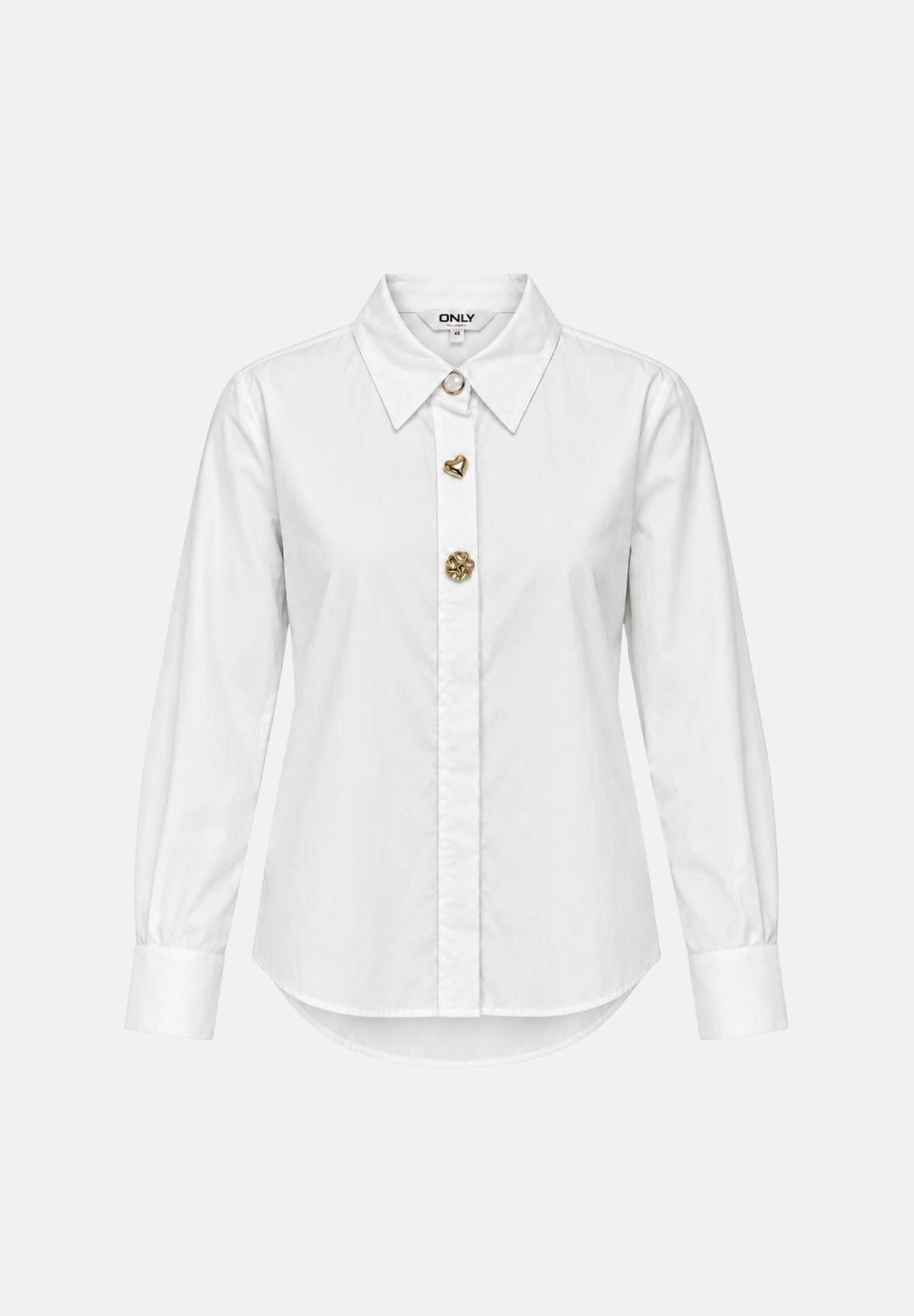 ONLY Camicia manica lunga  KAYLEN CARLY bianca per donna con bottoni gioiello dorati e colletto classico. 15383696 BRWH ONLY 
