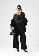 ONLY Body ONLRUE L/S LACE BODYSTOCKING nero da donna con fantasia in pizzo trasparente 15384367 BL ONLY 