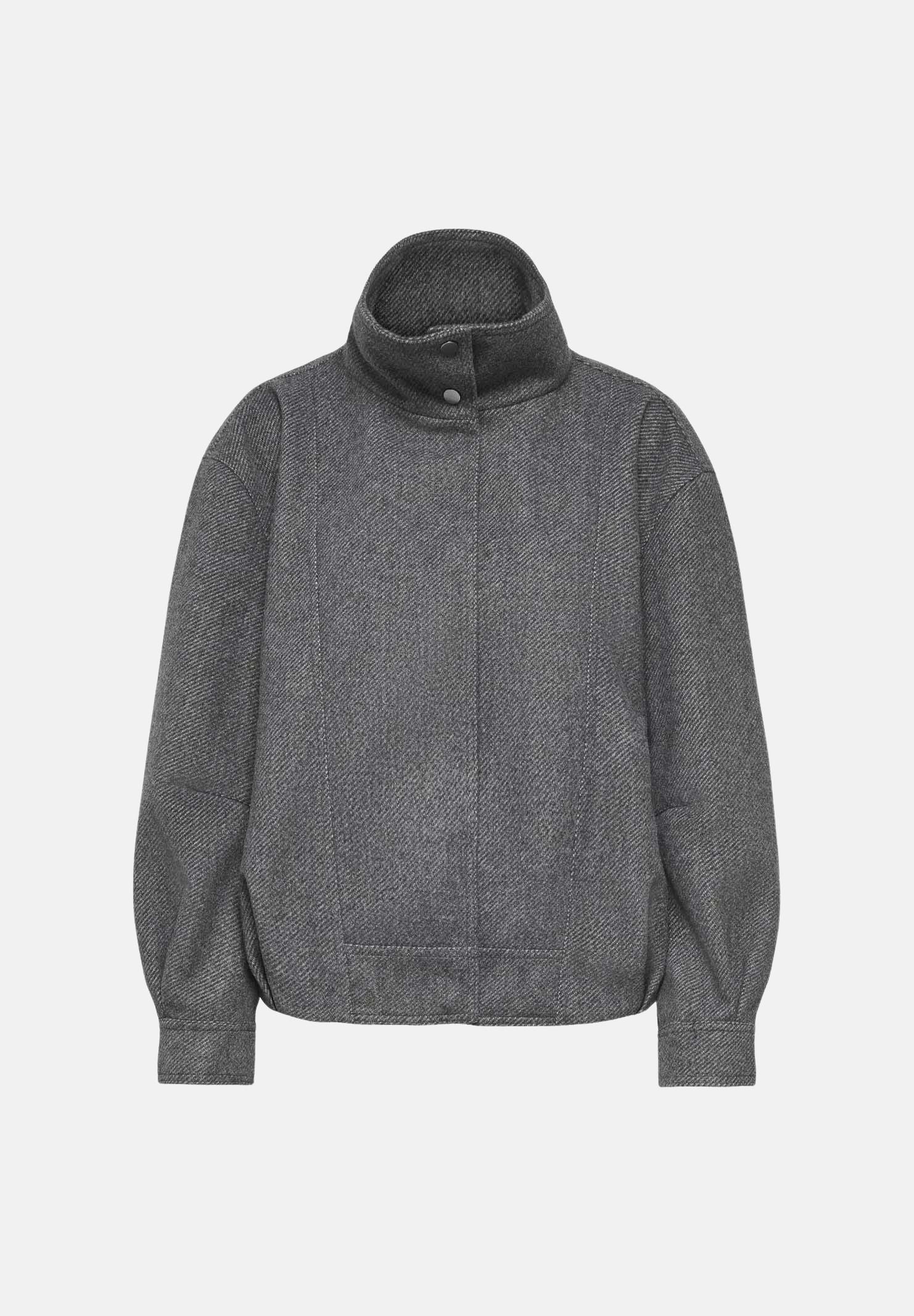 ONLY Cappotto corto ONLASTA HIGH COLLAR Dark Grey Melange grigio scuro da donna, con collo alto, bottoni a pressione e tasche laterali. 15384778 DAGR ONLY 
