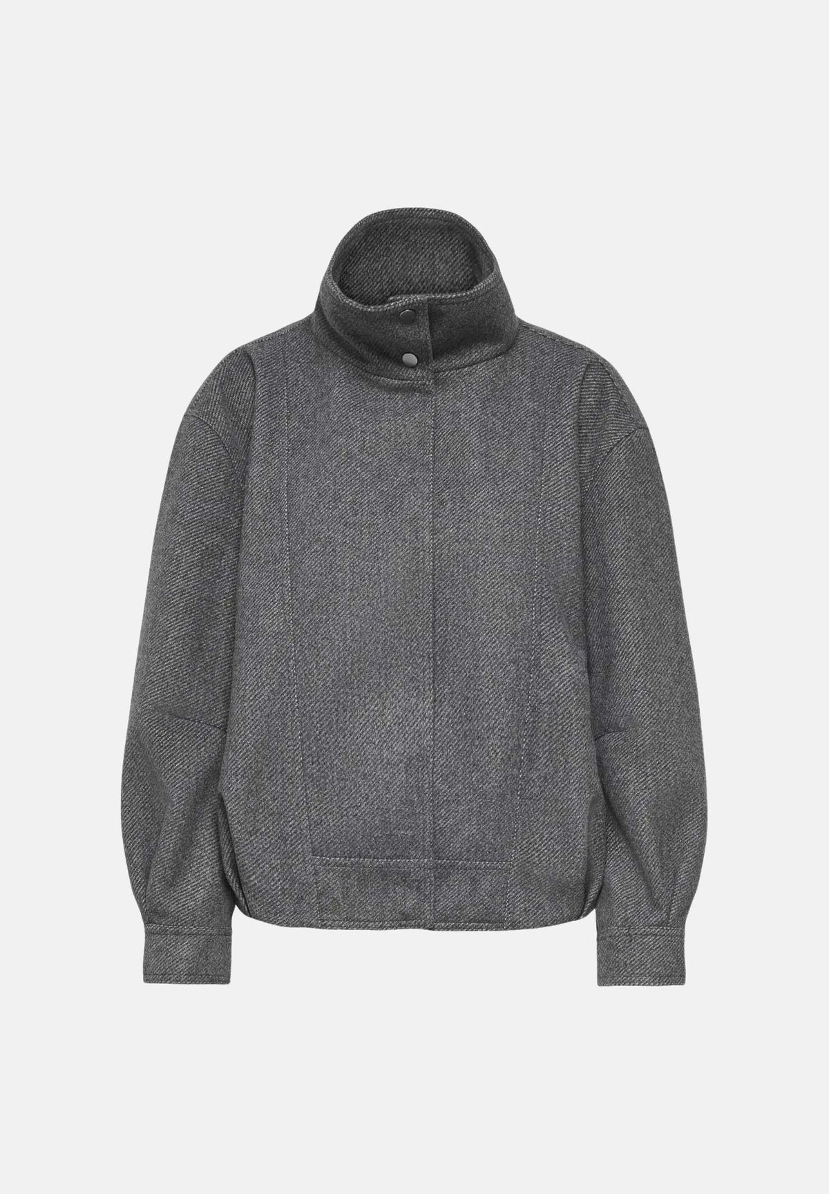 ONLY Cappotto corto ONLASTA HIGH COLLAR Dark Grey Melange grigio scuro da donna, con collo alto, bottoni a pressione e tasche laterali. 15384778 DAGR ONLY 
