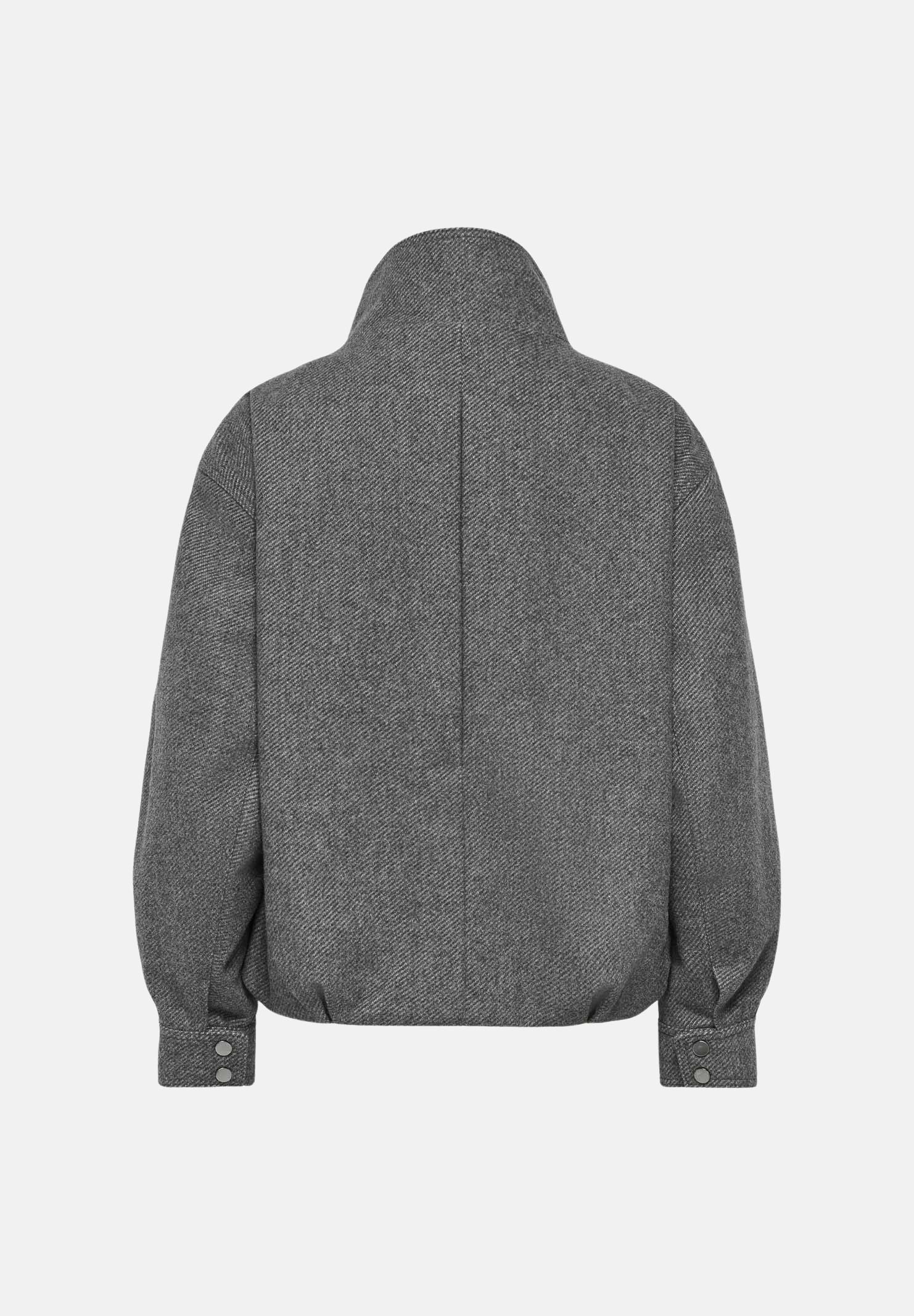 ONLY Cappotto corto ONLASTA HIGH COLLAR Dark Grey Melange grigio scuro da donna, con collo alto, bottoni a pressione e tasche laterali. 15384778 DAGR ONLY 