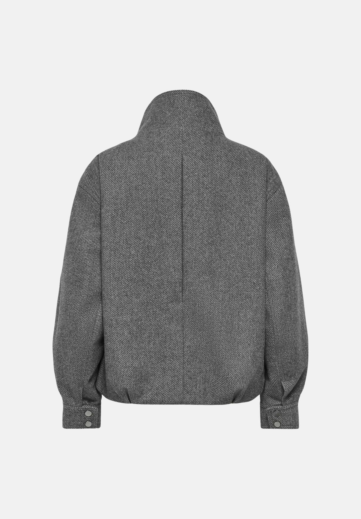 ONLY Cappotto corto ONLASTA HIGH COLLAR Dark Grey Melange grigio scuro da donna, con collo alto, bottoni a pressione e tasche laterali. 15384778 DAGR ONLY 
