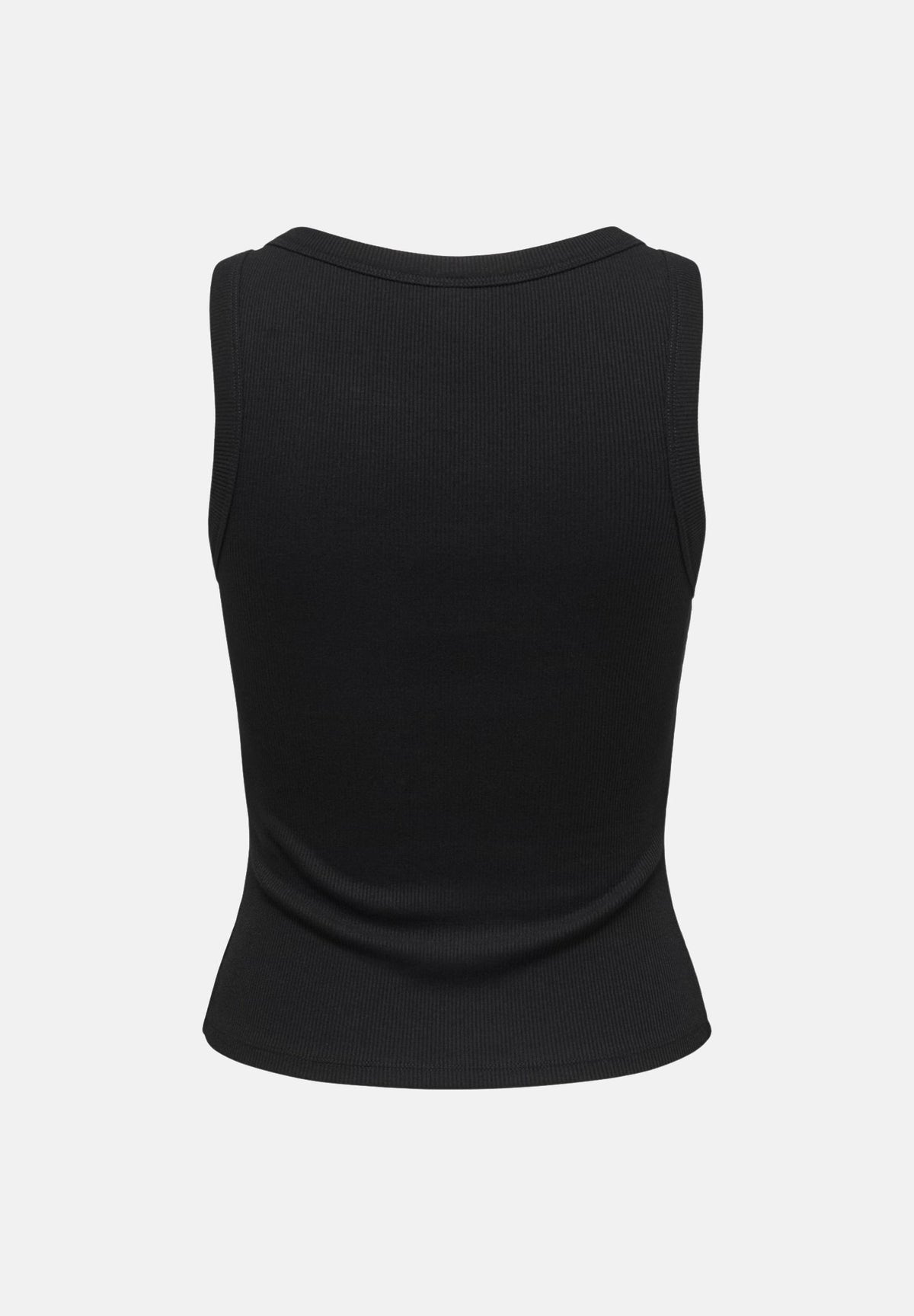 ONLY Top smanicato nero per donna con scollo rotondo e applicazioni metalliche sul colletto. 15385401 BLBA ONLY 