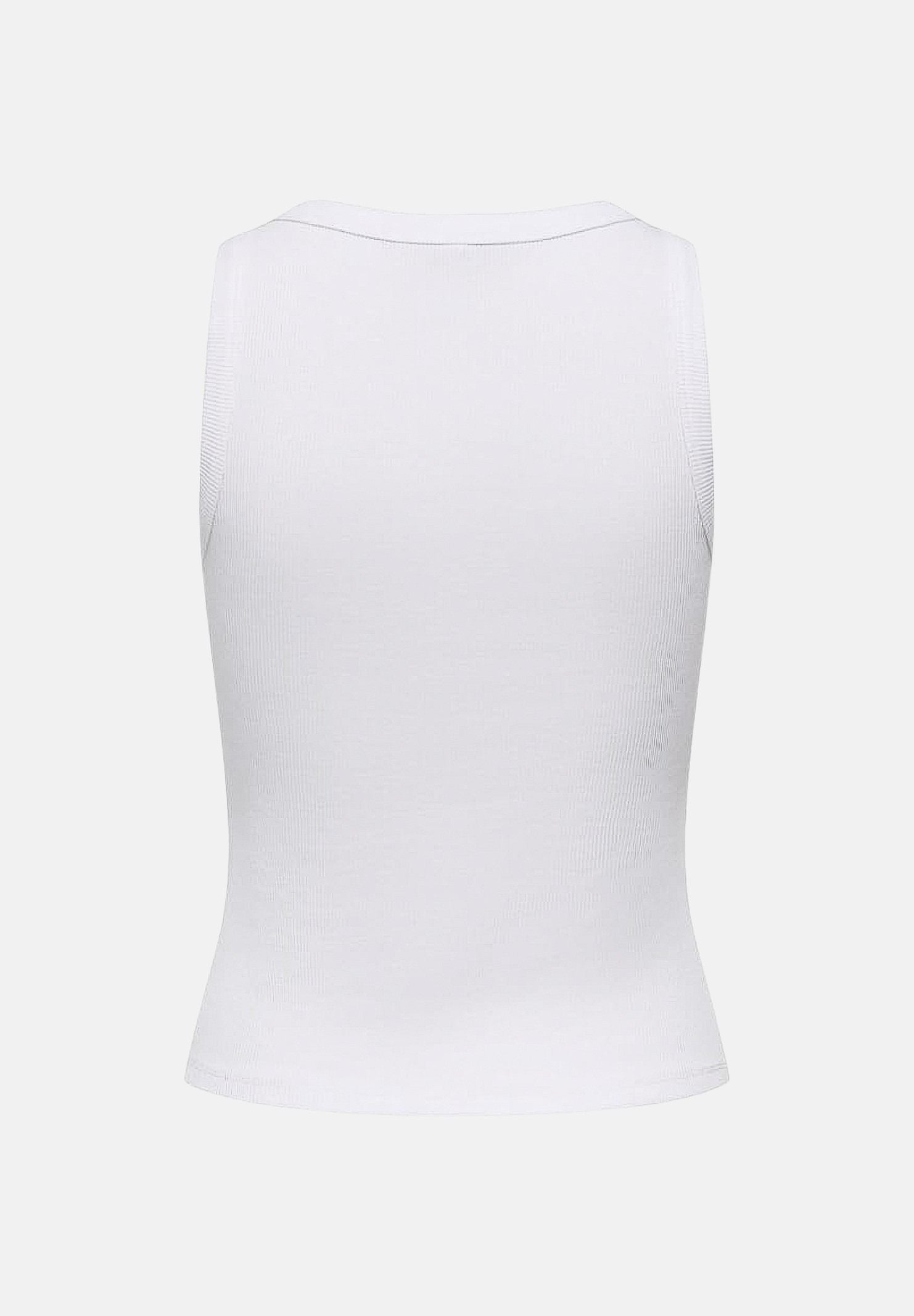 ONLY Top smanicato bianco per donna con scollo rotondo e applicazioni metalliche sul colletto. 15385401 BRWH ONLY 