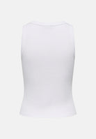 ONLY Top smanicato bianco per donna con scollo rotondo e applicazioni metalliche sul colletto. 15385401 BRWH ONLY 