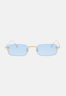 OS SUNGLASSES Occhiali da sole VOLOS, per uomo e donna, con montatura sottile in metallo e lenti geometriche azzurre. OS2073 C02 OS SUNGLASSES 
