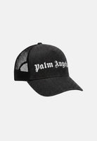 PALM ANGELS Cappello trucker Z1126 Black white nero per uomo e donna, con logo bianco sul davanti, visiera curva e pannelli in rete. BK00CMZ1126 V1 PALM ANGELS 