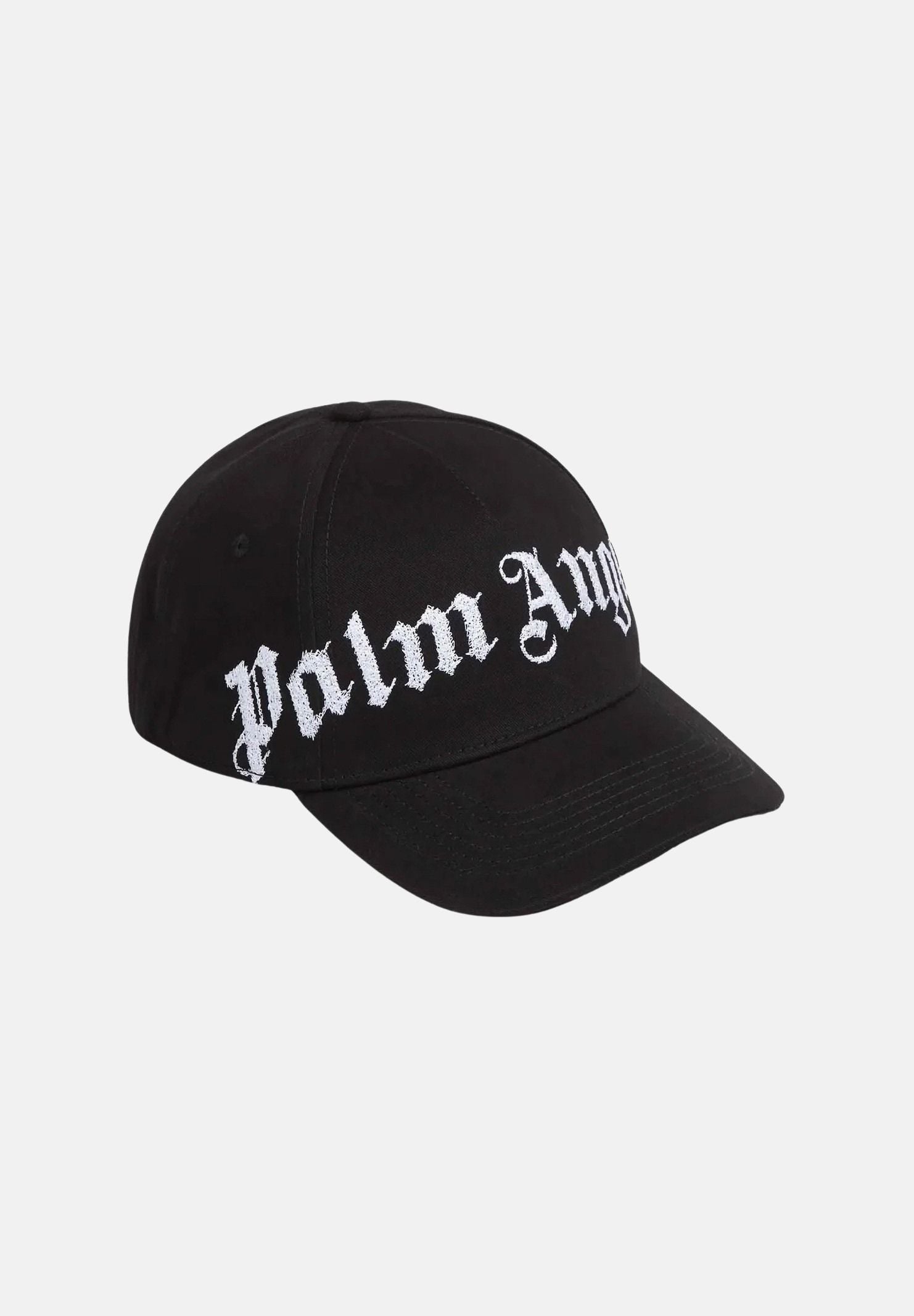 PALM ANGELS Cappello BASEBALL Z1118 Black Off White nero e bianco per uomo e donna, con logo gotico ricamato e visiera curva.<BR/> BL00COZ1118 V1 PALM ANGELS 