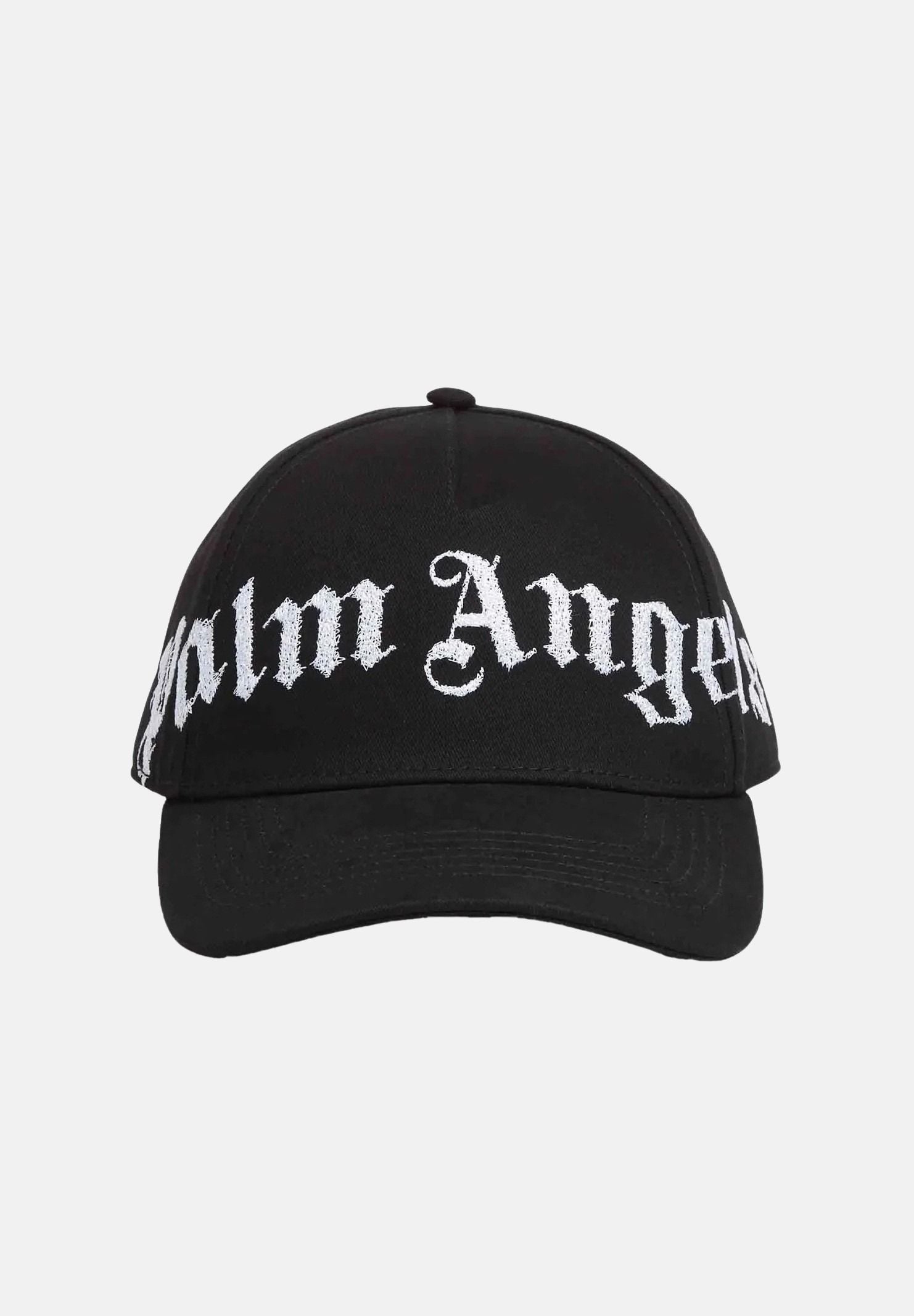 PALM ANGELS Cappello BASEBALL Z1118 Black Off White nero e bianco per uomo e donna, con logo gotico ricamato e visiera curva.<BR/> BL00COZ1118 V1 PALM ANGELS 