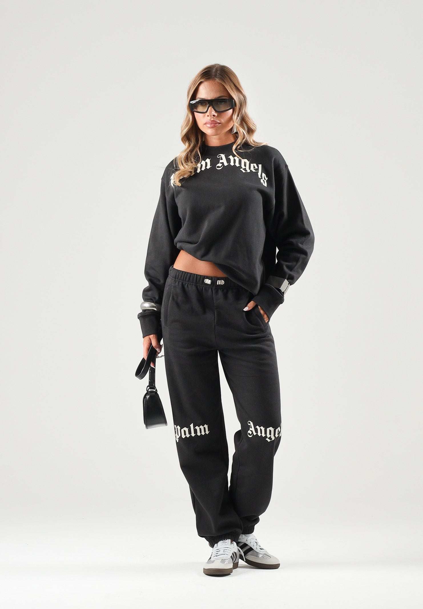 PALM ANGELS Pantalone nero per donna, ragazza e donna con vita elasticizzata regolabile con coulisse a contrasto F6PAJBFP016 110 PALM ANGELS 