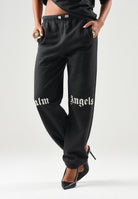 PALM ANGELS Pantalone nero per donna, ragazza e donna con vita elasticizzata regolabile con coulisse a contrasto F6PAJBFP016 110 PALM ANGELS 