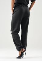 PALM ANGELS Pantalone nero per donna, ragazza e donna con vita elasticizzata regolabile con coulisse a contrasto F6PAJBFP016 110 PALM ANGELS 
