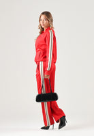 PALM ANGELS Felpa con zip rossa  per donna, ragazzi e bambini con<BR/>bande laterali a contrasto lungo le maniche F6PAJBJK028 040 PALM ANGELS 
