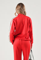 PALM ANGELS Felpa con zip rossa  per donna, ragazzi e bambini con<BR/>bande laterali a contrasto lungo le maniche F6PAJBJK028 040 PALM ANGELS 