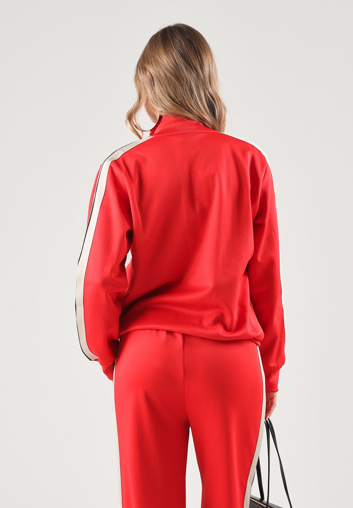 PALM ANGELS Felpa con zip rossa  per donna, ragazzi e bambini con<BR/>bande laterali a contrasto lungo le maniche F6PAJBJK028 040 PALM ANGELS 
