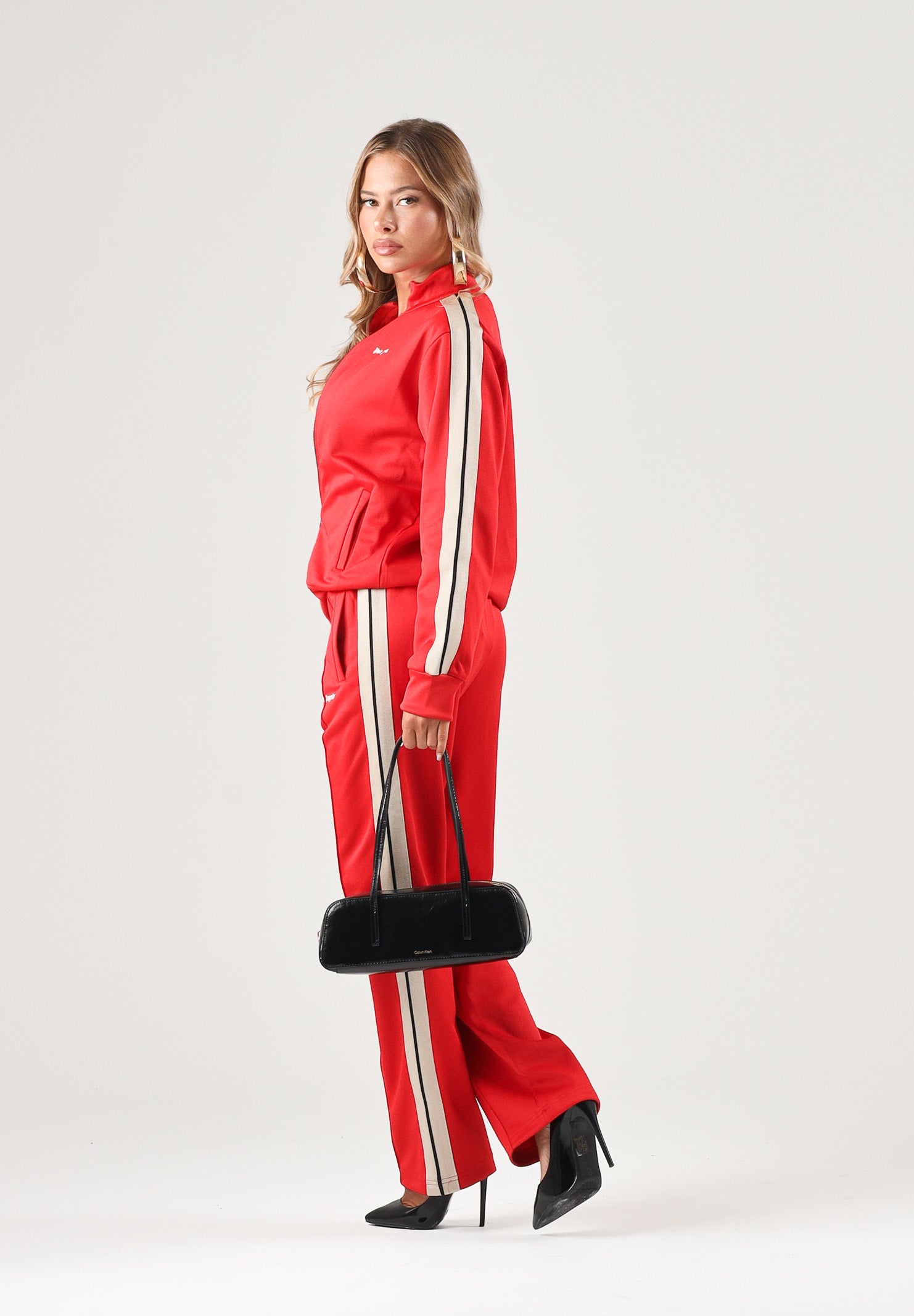 PALM ANGELS Pantalone rosso per donna, ragazza e bambina con bande laterali bianche F6PAJBPA029 040 PALM ANGELS 