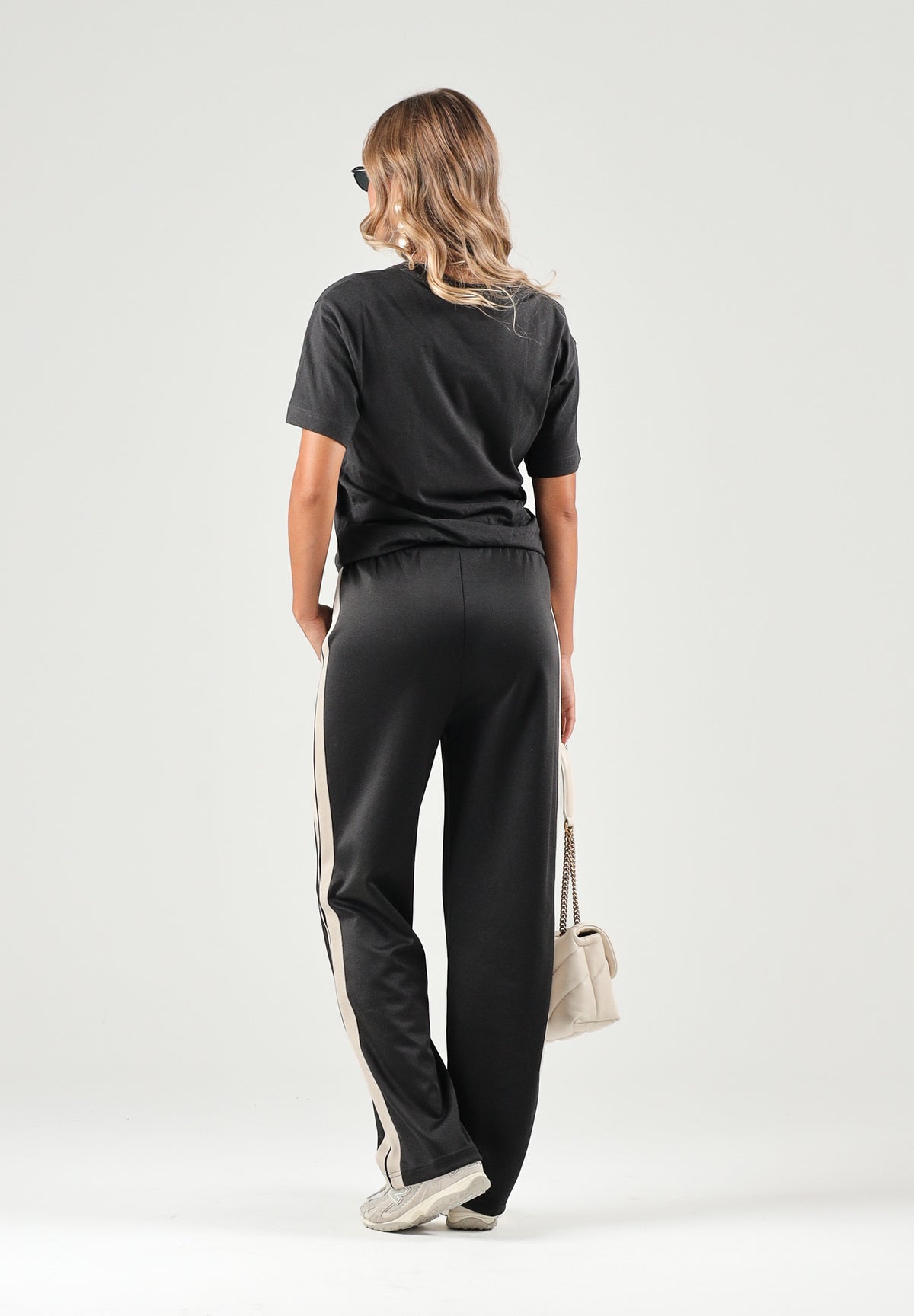 PALM ANGELS Pantaloni CLASSIC TRACK PANTS nero per donna, ragazzi  e bambini con bande laterali a contrasto F6PAJBPA029 110 PALM ANGELS 