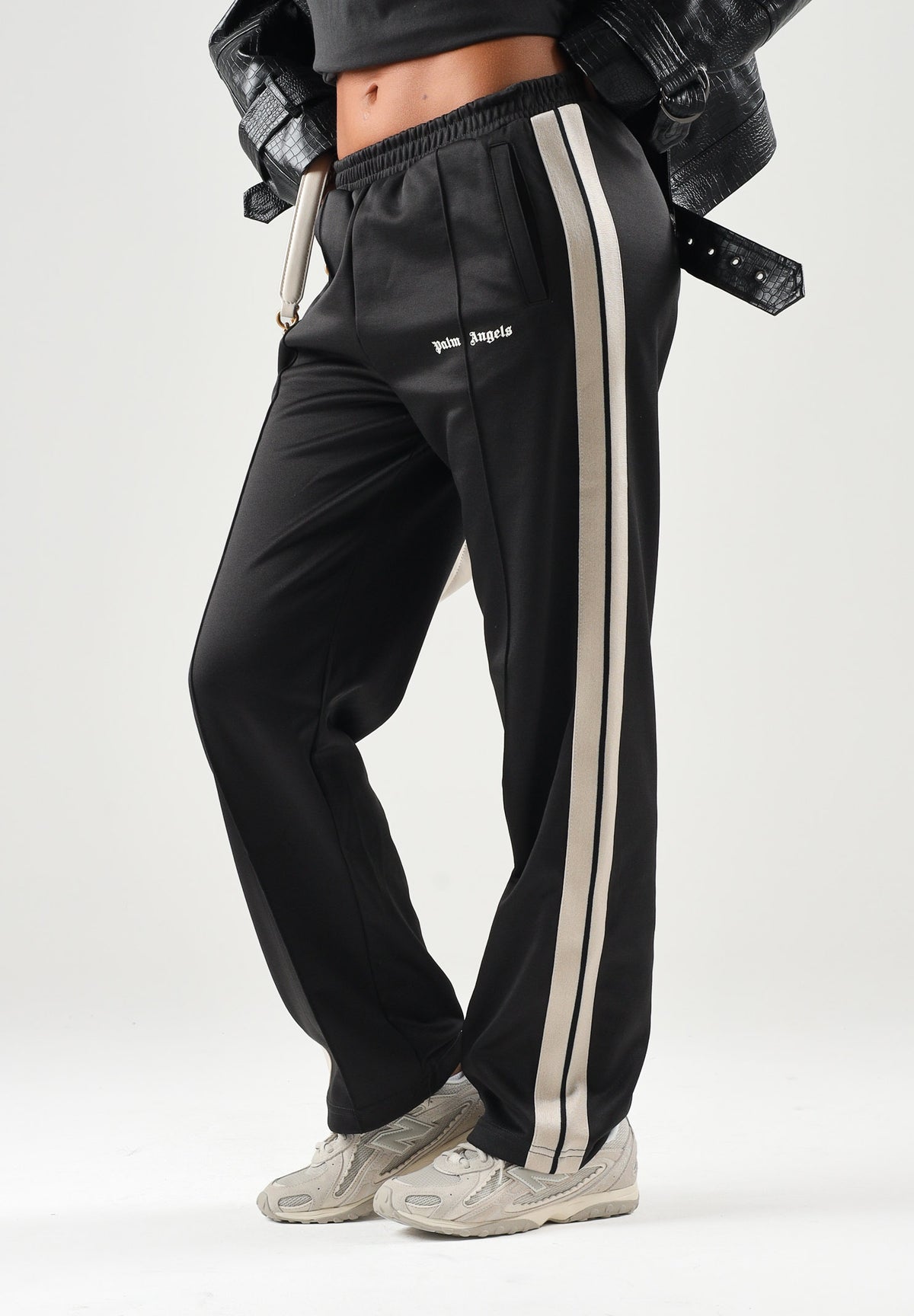 PALM ANGELS Pantaloni CLASSIC TRACK PANTS nero per donna, ragazzi  e bambini con bande laterali a contrasto F6PAJBPA029 110 PALM ANGELS 