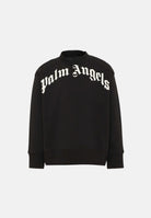 PALM ANGELS Felpa girocollo nera per donna, ragazza e bambina con logo arcato stampato sulle spalle. F6PAJBSW014 110 PALM ANGELS 