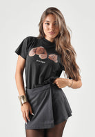 PALM ANGELS T-shirt teddy bear nera per donna, ragazza e bambina con stampa grafica e logo frontale. F6PAJBTH061 110 PALM ANGELS 