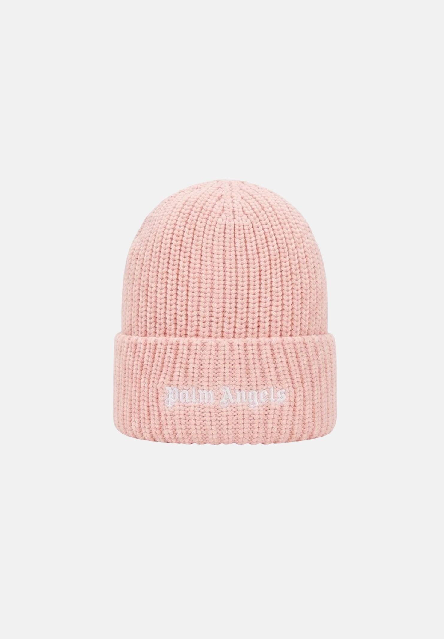 PALM ANGELS Cappello berretto a coste rosa per donna e bambina con logo ricamato a contrasto sul risvolto frontale. F6PAJGHT226 042 PALM ANGELS 
