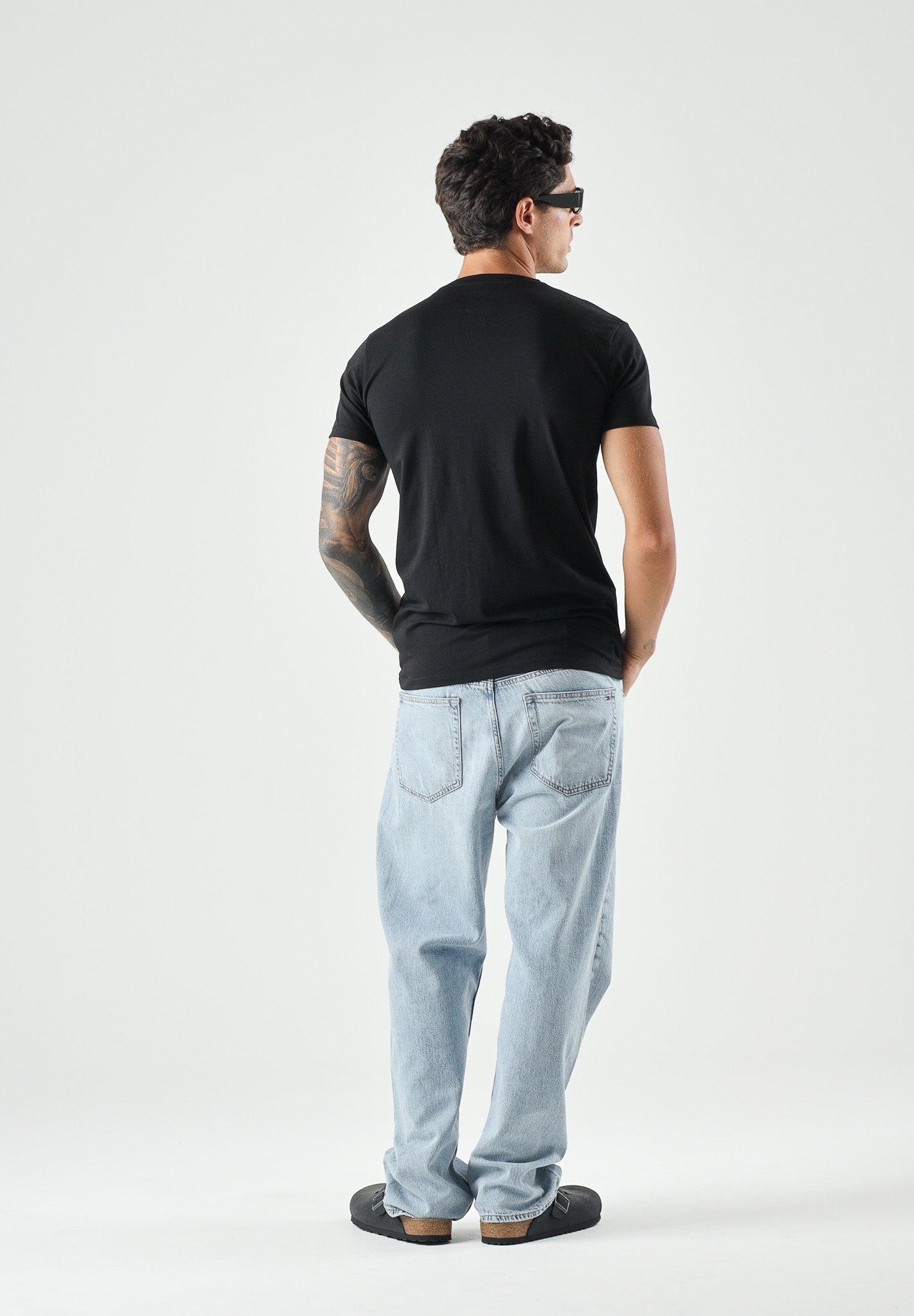 PALM ANGELS  T-shirt manica corta black-nero da uomo, con logo minimal sul petto PLA1UMBTS01BI BL PALM ANGELS 
