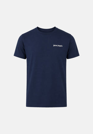 PALM ANGELS  T-shirt manica corta navy-blu da uomo, con logo minimal sul petto<BR/> PLA1UMBTS01BI NA PALM ANGELS 