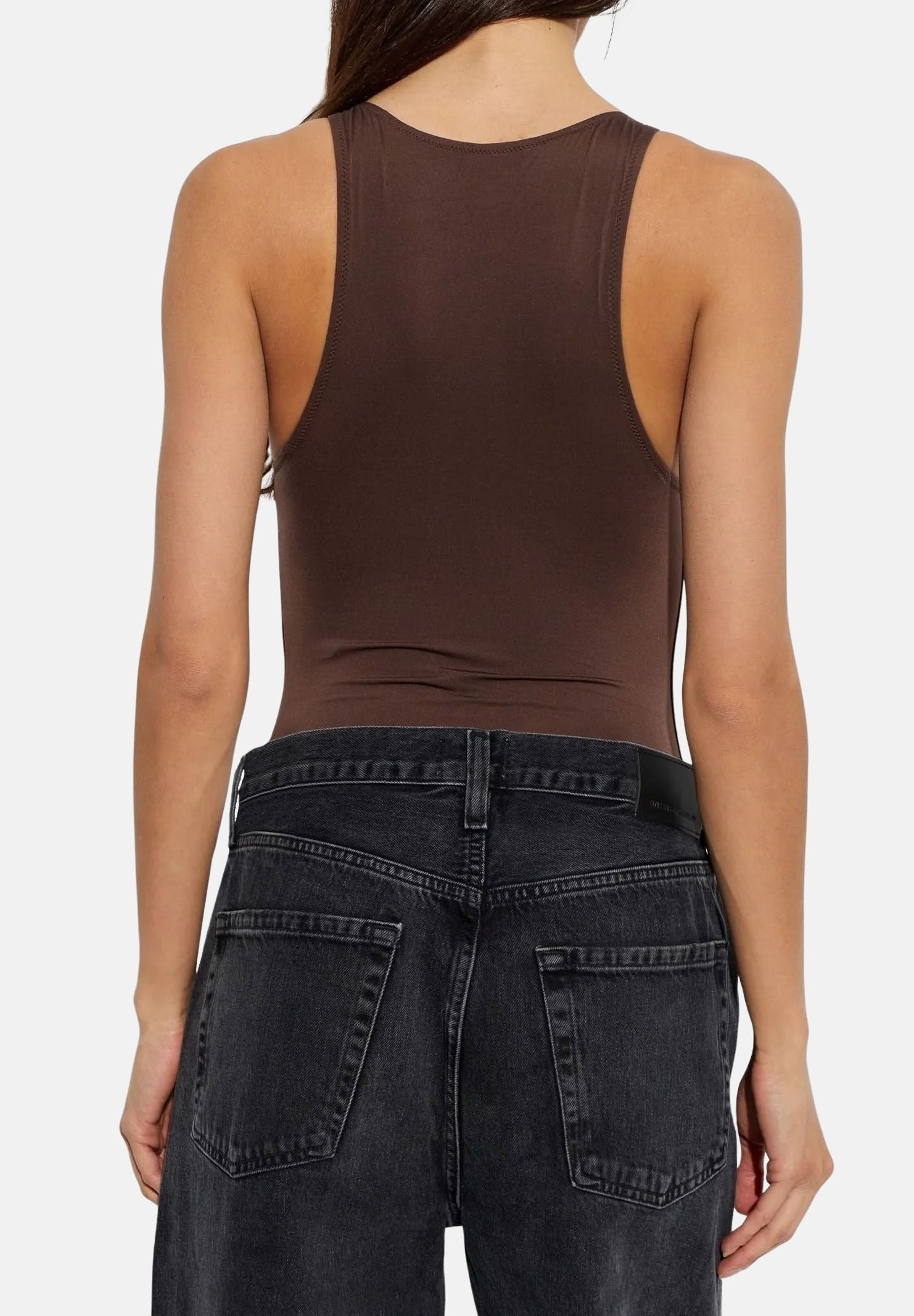 PALM ANGELS Body smanicato, choccolate-marrone da donna con logo laterale PLA1UWBD01SI CH PALM ANGELS 