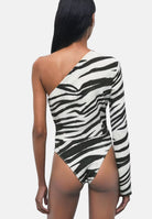 PATRIZIA PEPE Body monospalla nero e bianco da donna con fantasia zebrata d'effetto. 2C0078C0280 J373 PATRIZIA PEPE 