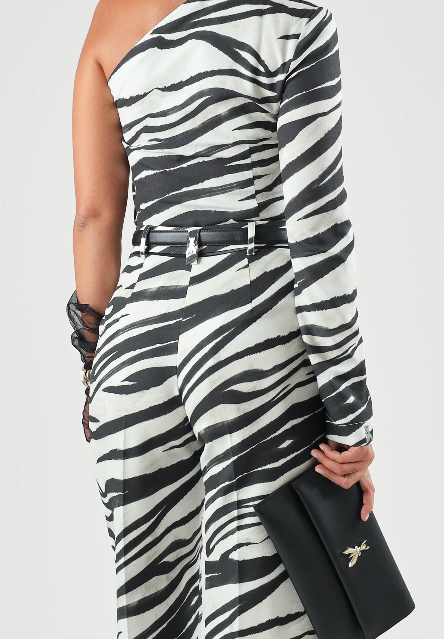 PATRIZIA PEPE Body monospalla nero e bianco da donna con fantasia zebrata d'effetto. 2C0078C0280 J373 PATRIZIA PEPE 