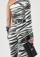 PATRIZIA PEPE Body monospalla nero e bianco da donna con fantasia zebrata d'effetto. 2C0078C0280 J373 PATRIZIA PEPE 