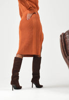 PATRIZIA PEPE Gonna midi warm caramel-arancione da donna con zip laterale frontale 2G0032K9O3A B912 PATRIZIA PEPE 