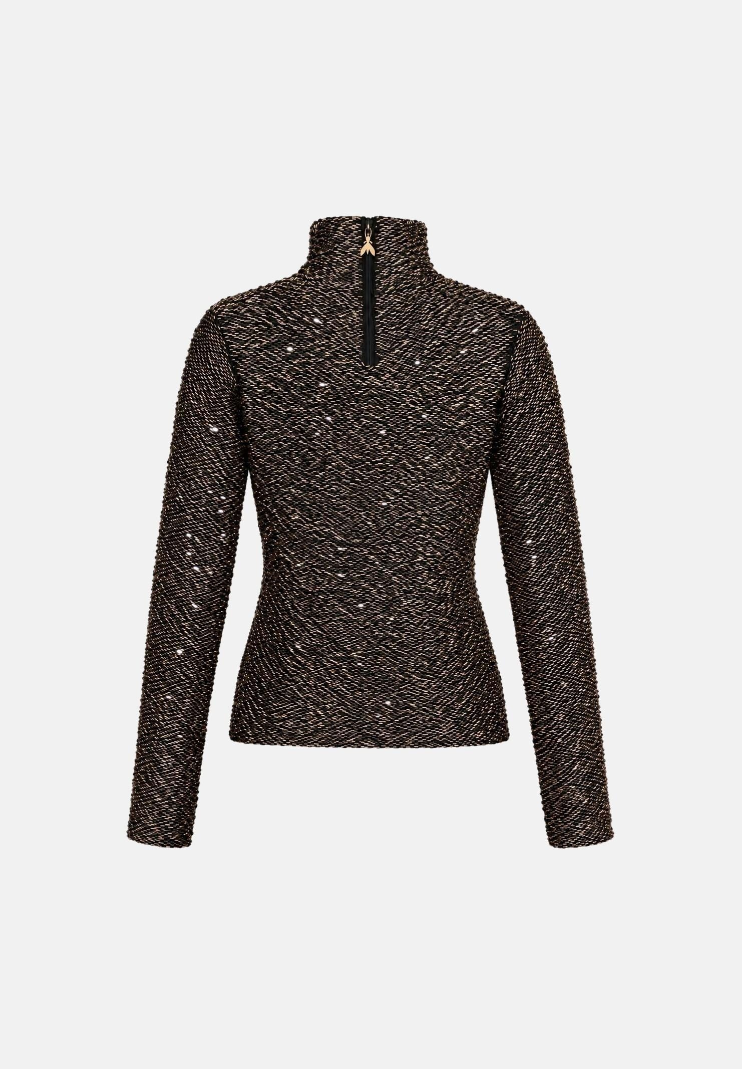 PATRIZIA PEPE Maglia manica lunga all-over paillettes nera e bronzo per donna 2M0049J0090 J391 PATRIZIA PEPE 