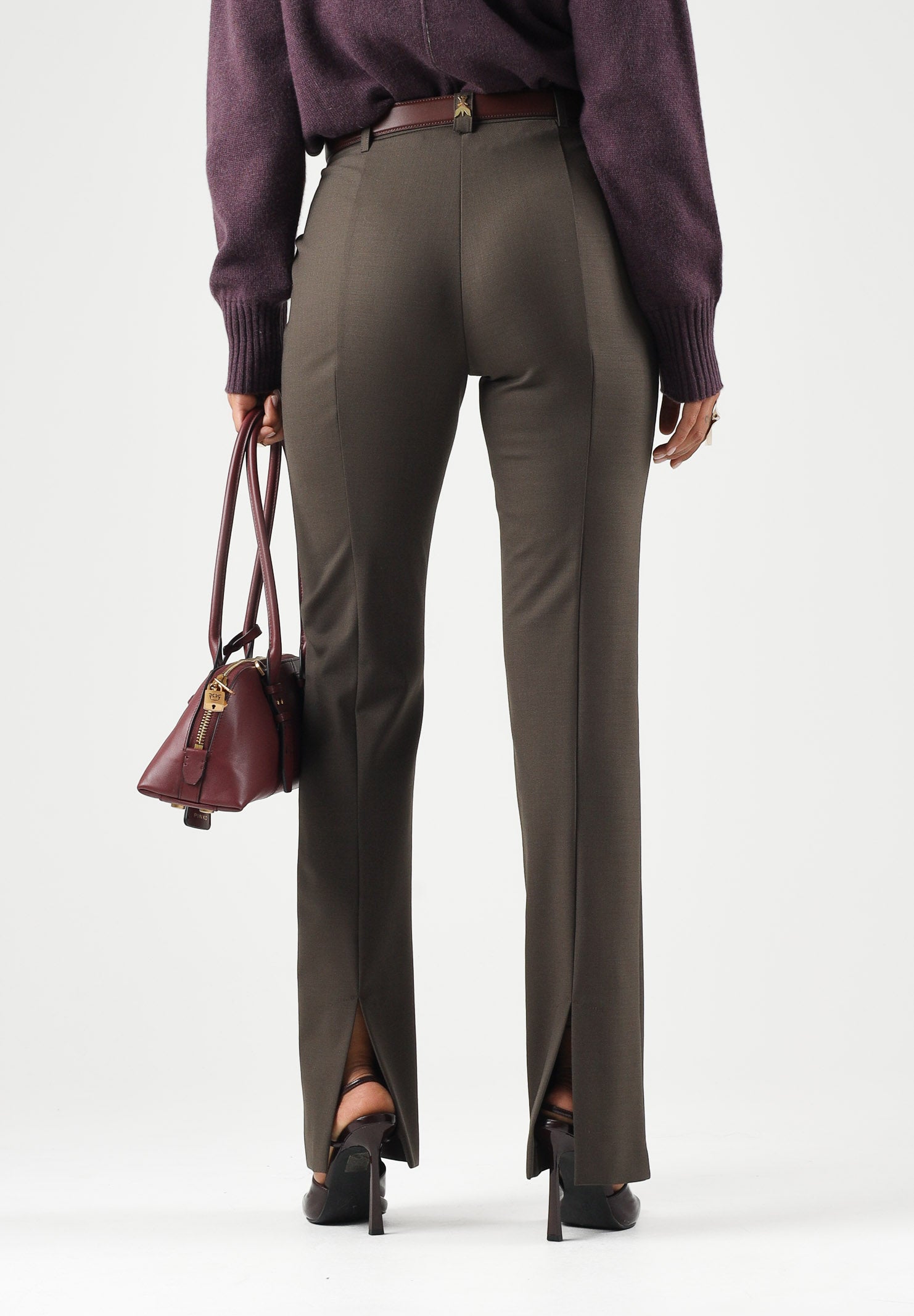 PATRIZIA PEPE Pantaloni sartoriali marrone scuro da donna conn princes frontali 2P0064A475 B913 PATRIZIA PEPE 