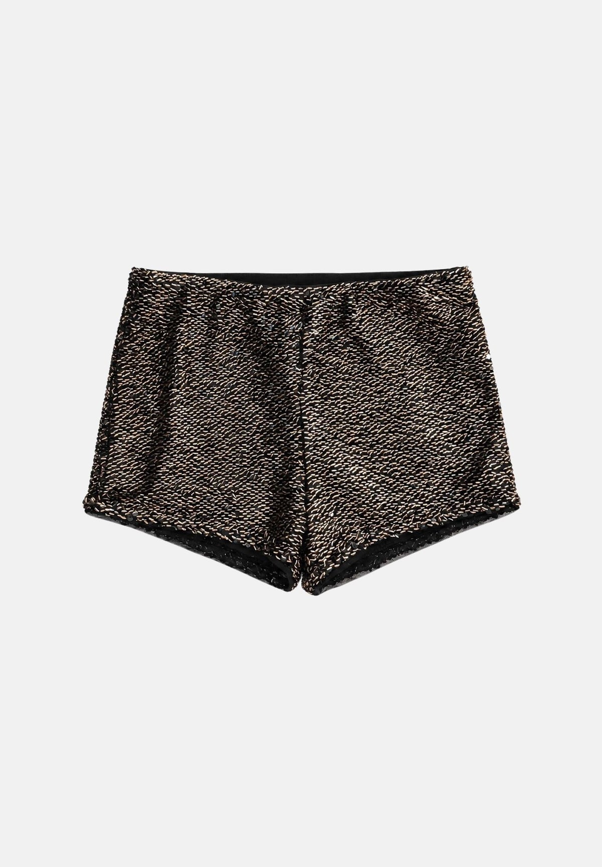PATRIZIA PEPE Shorts elegante all-over paillettes nero e bronzo per donna con lavorazione luminosa e linea mini. 2P0093J0090 J391 PATRIZIA PEPE 