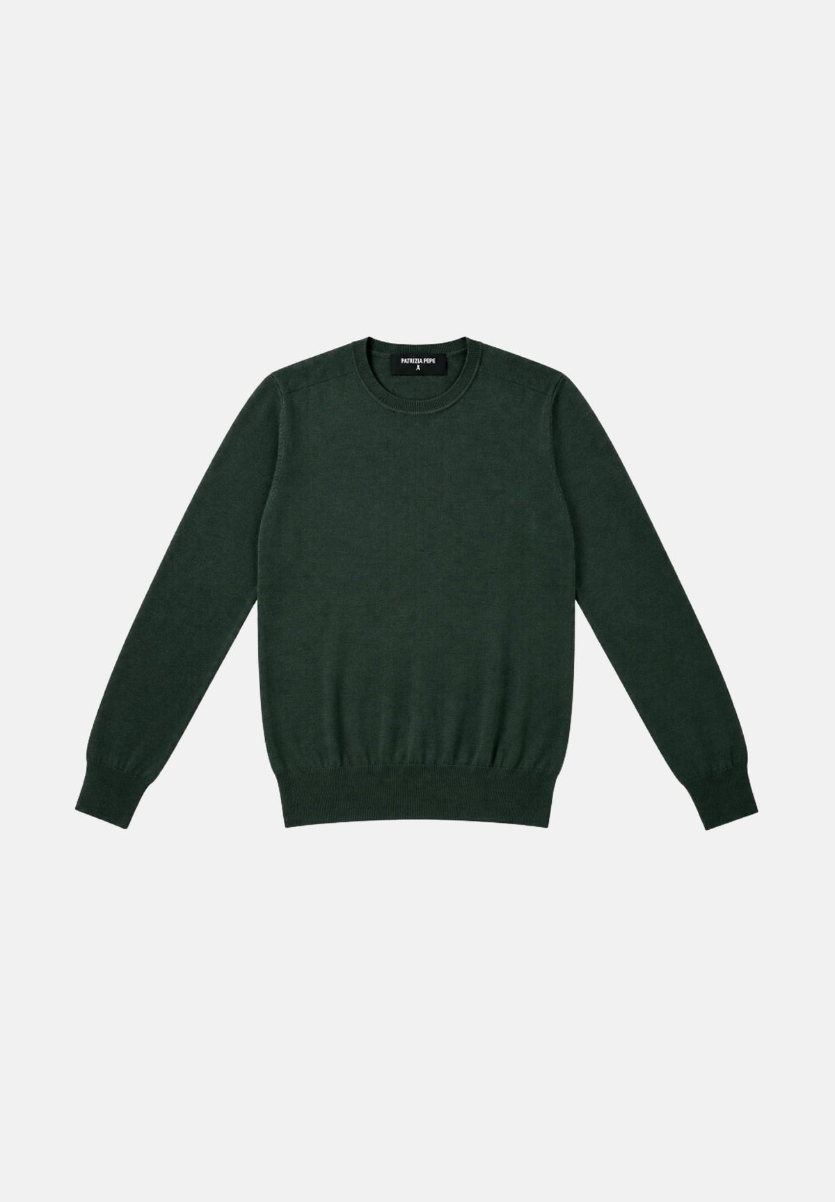 PATRIZIA PEPE Maglione girocollo forest green-verde da uomo con scollo rotondo e lavorazione in lana pregiata. 5K0166K124 G389 PATRIZIA PEPE 