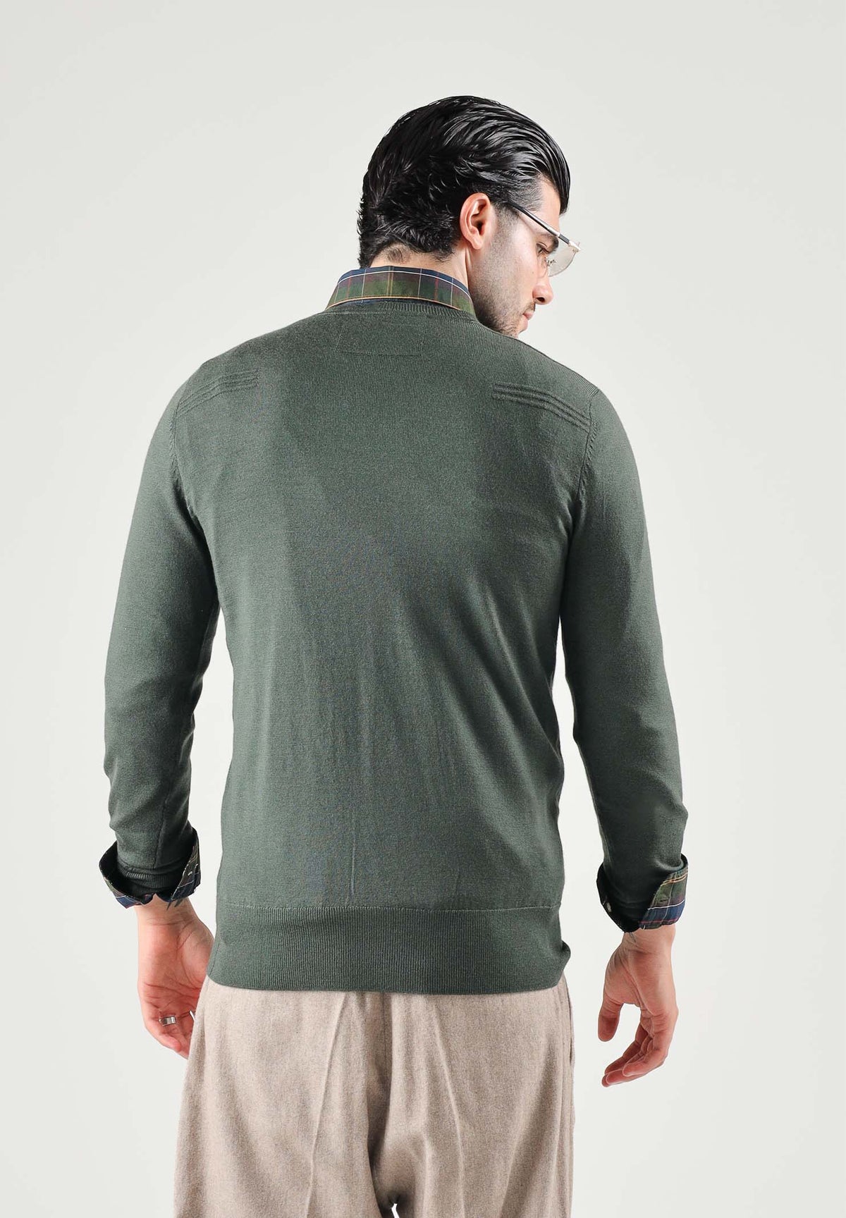 PATRIZIA PEPE Maglione girocollo forest green-verde da uomo con scollo rotondo e lavorazione in lana pregiata. 5K0166K124 G389 PATRIZIA PEPE 