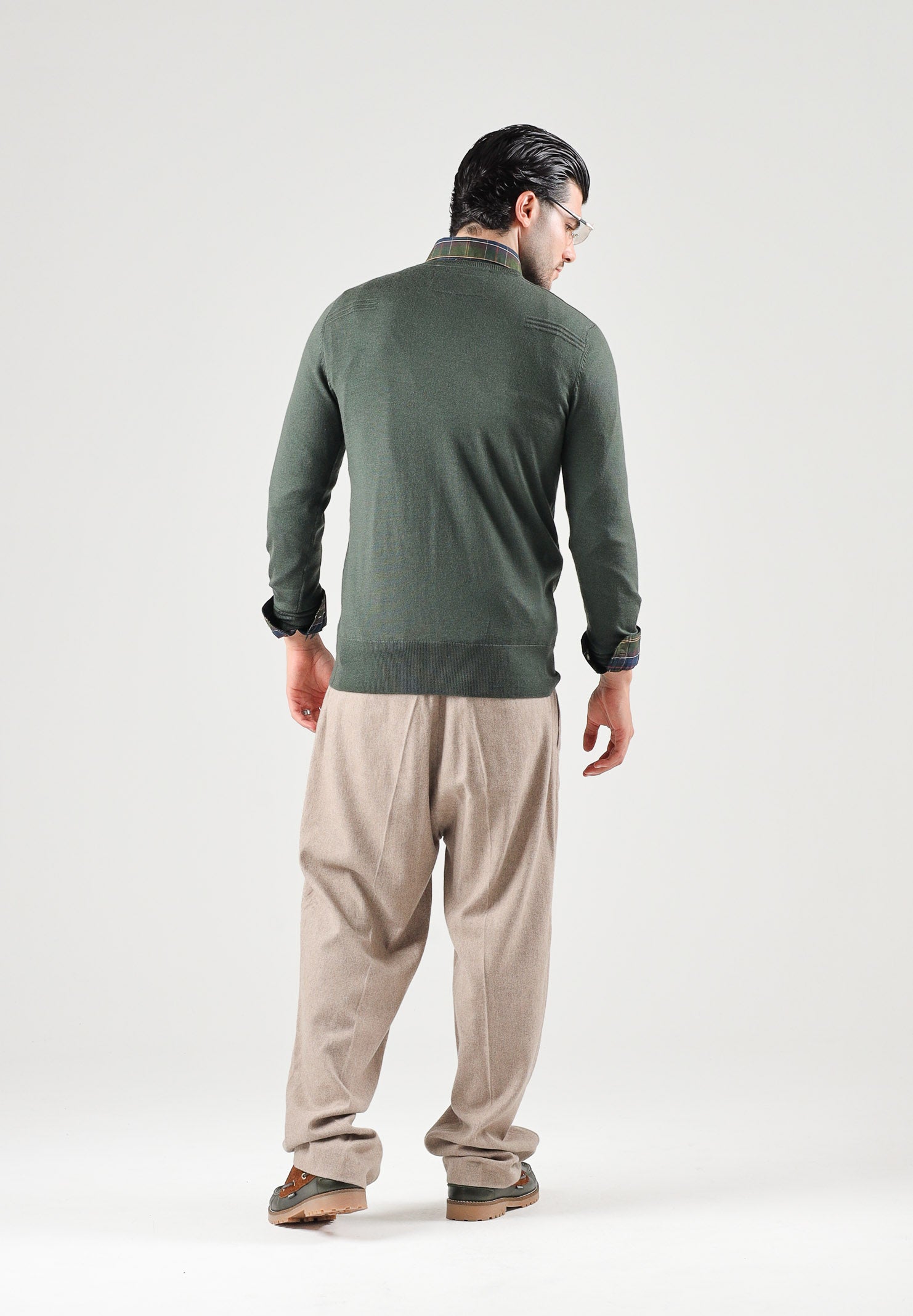 PATRIZIA PEPE Maglione girocollo forest green-verde da uomo con scollo rotondo e lavorazione in lana pregiata. 5K0166K124 G389 PATRIZIA PEPE 