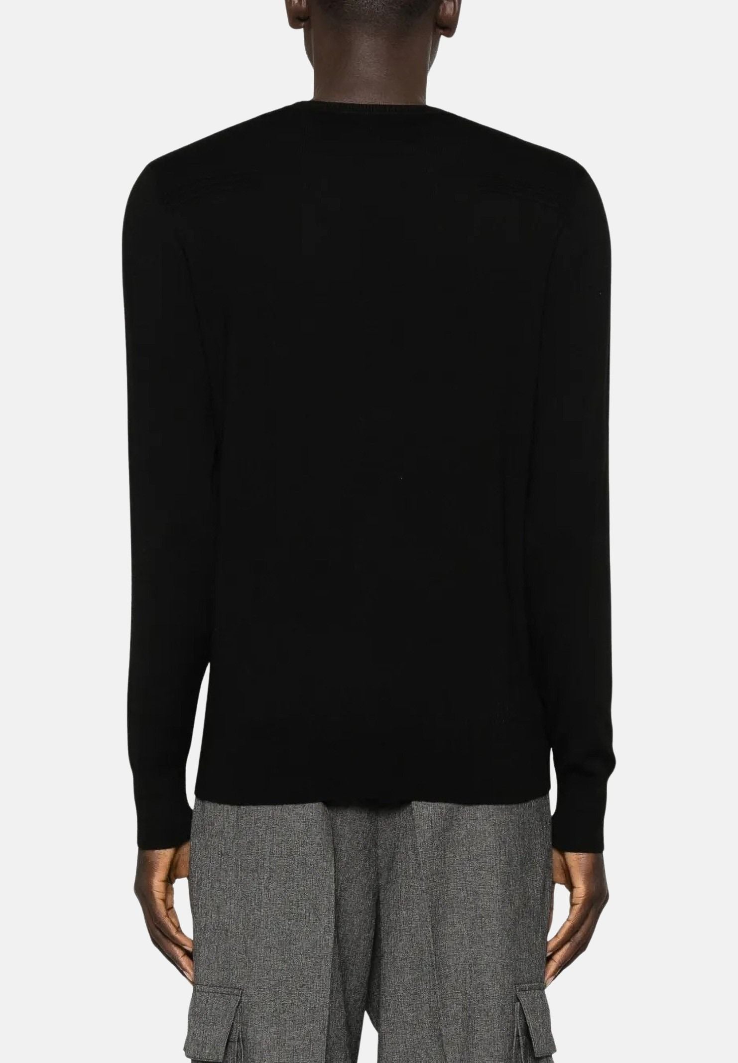 PATRIZIA PEPE Maglione girocollo nero vinile da uomo con scollo rotondo e lavorazione in lana pregiata. 5K0166K124 K102 PATRIZIA PEPE 