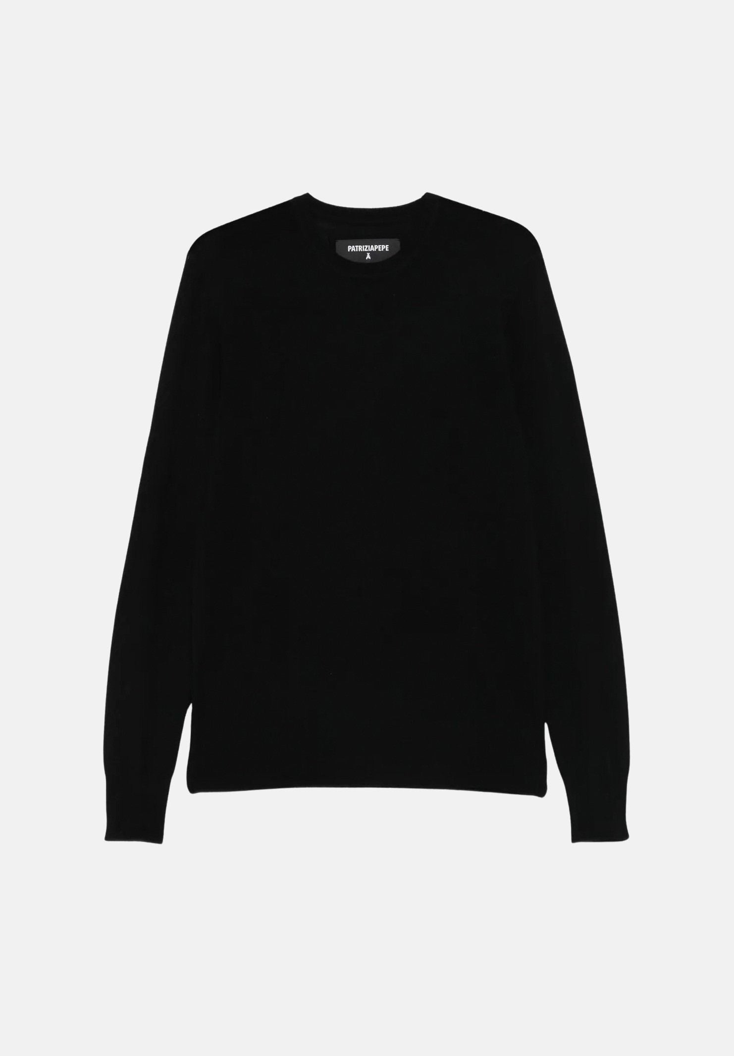 PATRIZIA PEPE Maglione girocollo nero vinile da uomo con scollo rotondo e lavorazione in lana pregiata. 5K0166K124 K102 PATRIZIA PEPE 